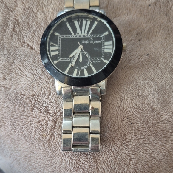 Charles Raymond Silver and Black Men's Watch - Picture 1 of 1